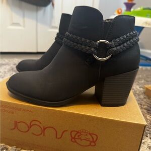 Sugar Black Ankle Booties with Braided Detail